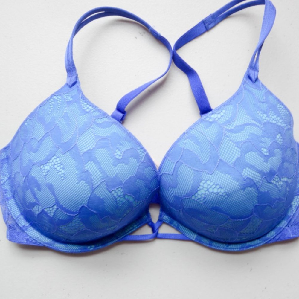 Victoria's Secret Bra Lightly Lined Blue Lace Size 34D